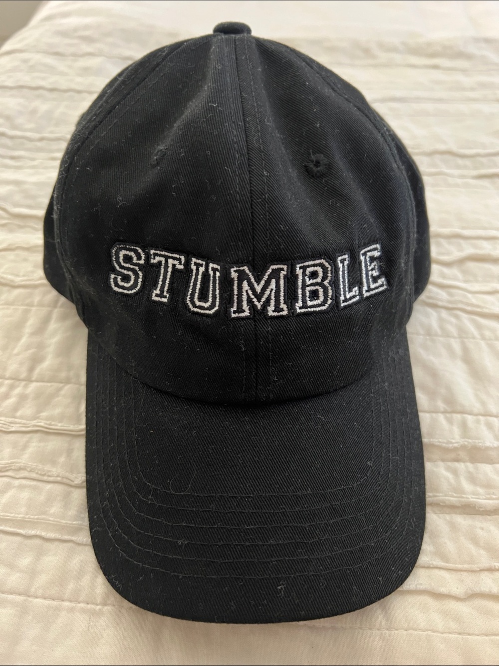 Black 'STUMBLE' Series Embroidered Baseball Cap